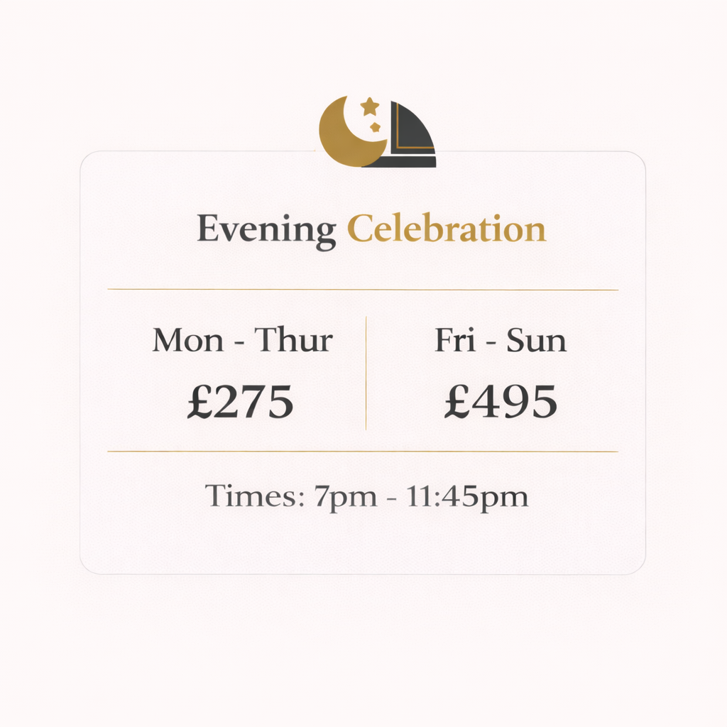 Evening Celebration Times and Prices