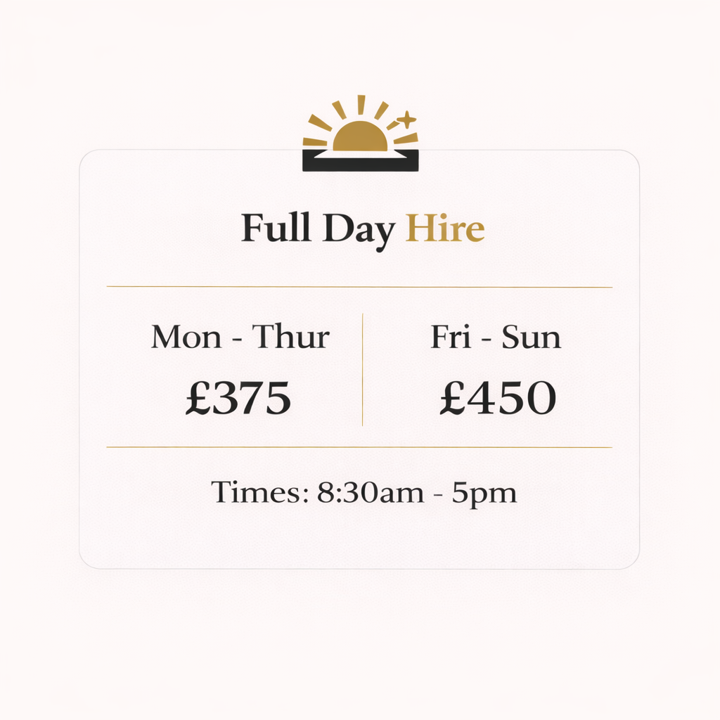 Full Day Hire Times and Prices